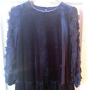 Girls Blue Velvet Dress